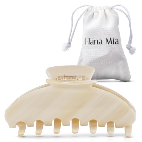 Hana Mia Large Cream White Claw Clip, 4 Inch Acetate Hair Clip for Women