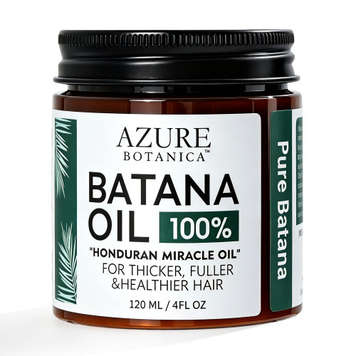 AZURE BOTANICA 100% Organic Raw Batana Oil for Hair Growth from Honduras, Unrefined Hair & Scalp Treatment for Thicker, Fuller, Healthier-Looking Hair, 4 FL OZ