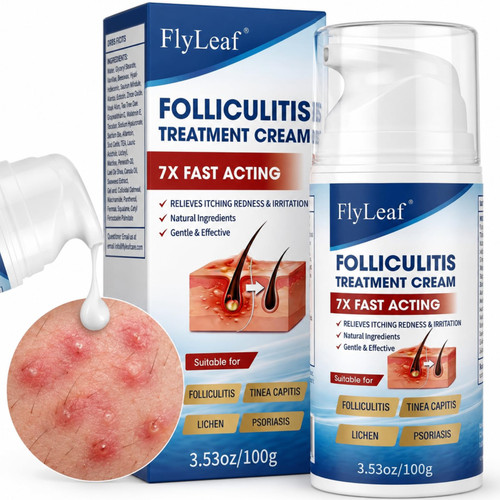 Folliculitis Treatment Cream with 5% Benzoyl Peroxide & Tea Tree Oil, Fast Acting Scalp Bump Treatment for Razor Burn, Body Breakouts, Boils & Itch Relief, Non-Greasy Skin Relief Cream, 100g/3.53oz