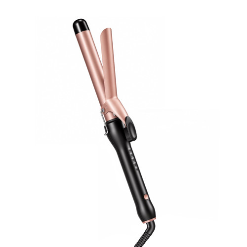HCAH 1 Inch Curling Iron with Clamp, Professional Tourmaline Ceramic Hair Curler, 5 Heat Settings 280°F-430°F, 30s Fast Heating, Dual Voltage, 60-Min Auto Shut-Off, for Classic Defined Curls