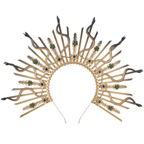 COSUCOS Medusa Snake Halo Crown, Gold Spiked Sunburst Sun Halo Headband