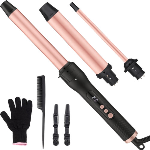 UNOBEY 3 in 1 Curling Iron Set, Hair Curling Wand Set with Ceramic