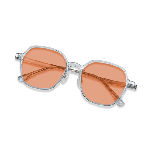 BRADDELL Women's FL-41 Photochromic Rose Tinted Migraine Light Sensitivity Glasses for Fluorescent LED Glare, Photophobia and Eye Strain (Clear)