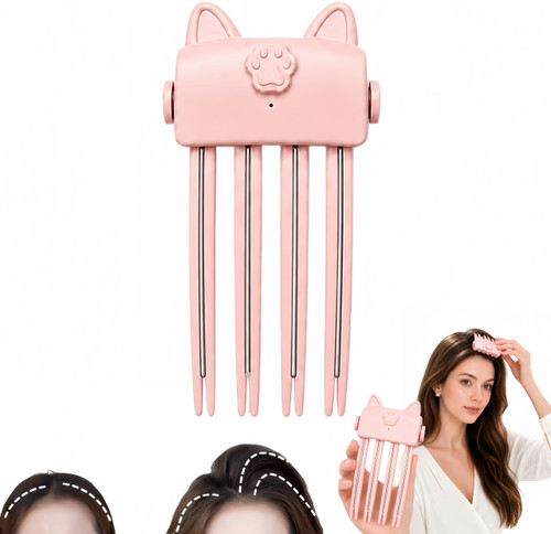 Heated Root Volumizer Clip, Hair Crown Lifting Styler Booster (Pink)