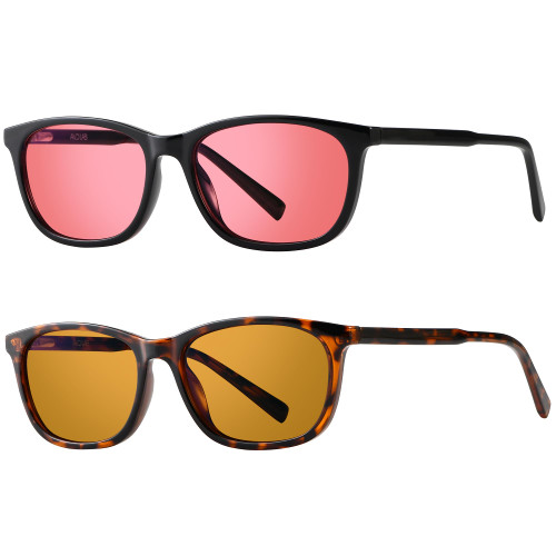 AVDLAB Indoor Fluorescent-41 Pink & Outdoor Fluorescent-60 Brown Tinted Blue Light Blocking Glasses Rectangle Migraine Light Sensitivity Computer Glasses Photophobia Fluorescent LED Glare Women AB3310