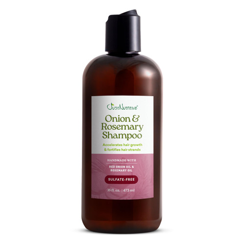 Just Nutritive Onion & Rosemary Shampoo for Hair Growth, Thickening, Strengthening - Sulfate-Free, Enriched with Red Onion Oil, Rosemary Oil, Tea Tree - 16 oz