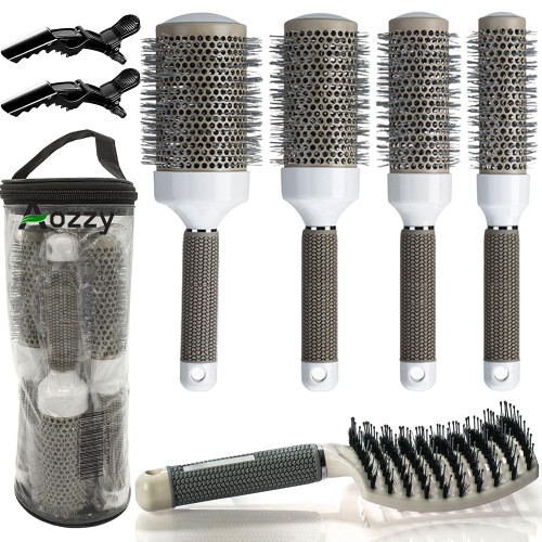 Aozzy Round Brush Set for Blow Drying & Boar Bristle Detangling Hair Brush