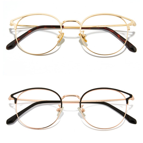 Cyxus Blue Light Glasses for Men and Women, Round Metal Frame Computer Eyeglasses for Office, Gaming, Reading 8092T06+T66