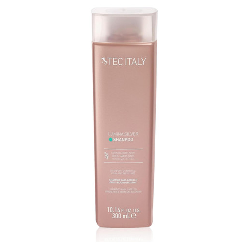 Tec Italy Lumina Silver Shampoo for Gray White Hair Brightening Anti Yellow Toning Shampoo Boosts Shine Hydration Color Care Gentle Cleanser Anti Brass Daily Use Lightweight Formula 10.14 fl oz Size