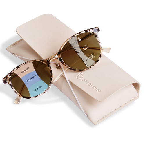 OPTOFENDY Progressive Sunglasses for Women Men, TR90 Multifocal Reader Sunglasses with Spring Hinge, UV400 Protection, Tortoise 1.75