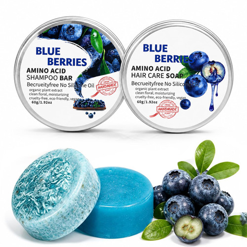 Blueberry Fields Shampoo & Conditioner, for Hair Strengthening | Blueberry Organics Shampoo Bar Hair Care Bundl,Strengthening, Thickening & Volumizing (1Set)