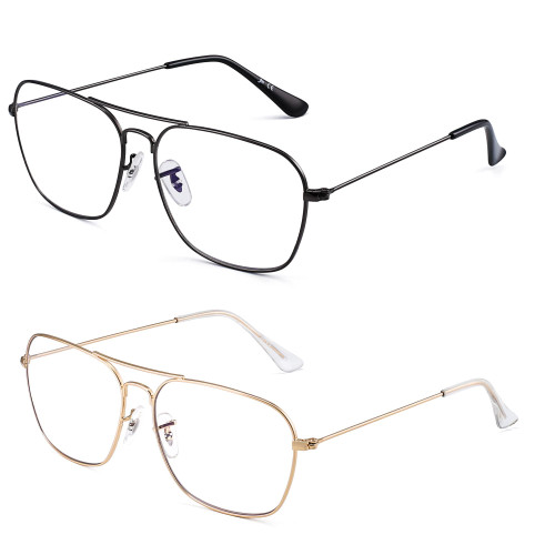 JM Aviator Blue Light Blocking Computer Glasses, Square Eye Protect Video Eyeglasses Anti Glare Men Women