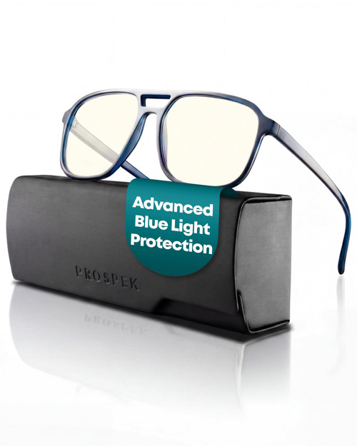Prospek Blue Light Glasses – Eye Strain Relief, Anti Glare Blue NO Diopters, Regular