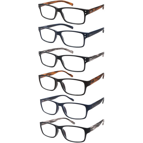 fadbon 6 Pack Reading Glasses Blue Light Blocking,Spring Hinge Readers for Men Women,Classic Pattern Frame Anti Glare Eyeglasses(3 Mix C1/3 Mix C2,2.75,x)