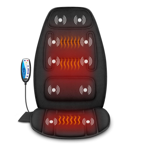 Snailax Vibration Back Massager with Heat, Massage Chair Pad with Neck Lumbar Memory Foam, 10 Vibration Motors,5 Modes, Gifts, No shiatsu