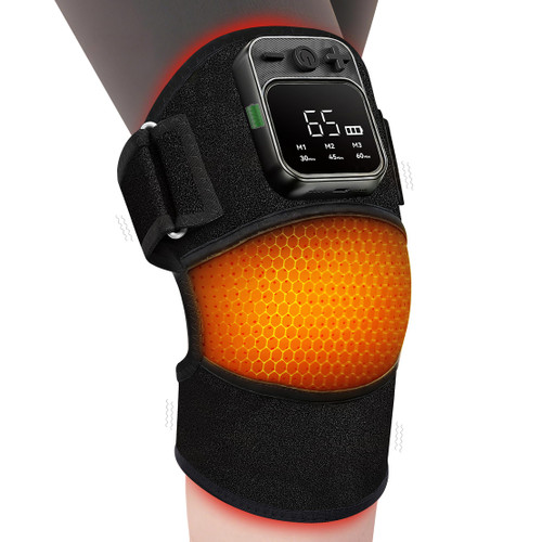 KlugPop Knee Massager with Heat for Pain Relief V5.0[2026 Upgraded] - Electric Cordless Heated Knee Brace with 6 Heat Levels and 3 Vibration Massage Mode, Gifts for Men Women (Black, 1-Pack)