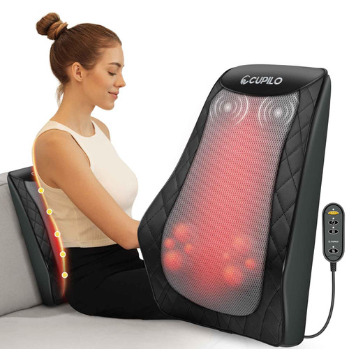 CuPiLo Back and Neck Massager with Heat, FSA Eligible HSA Store Massager for Pain Relief Deep Tissue, Massage Pillow with Vibration for Back, Shoulder, Chair & Sofa, Birthday Gifts for Women Men