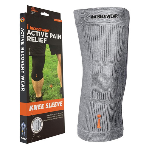 Incrediwear Knee Sleeve – Knee Braces for Knee Pain, Joint Pain Relief, Swelling, Inflammation Relief, and Circulation, Knee Support for Women and Men, Fits 18”-22” Above Kneecap (Grey, Large)