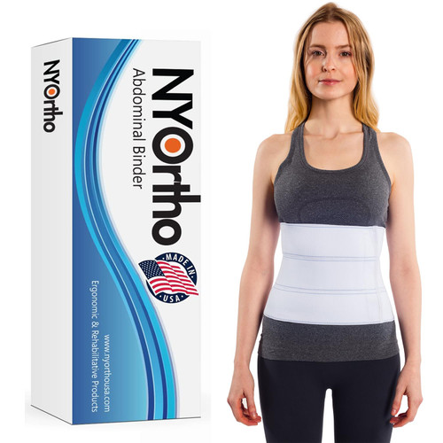 NYOrtho Abdominal Binder Lower Waist Support Belt - Compression Wrap for Men and Women MADE IN USA (90" - 105") 4 Panel - 12"