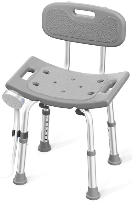 HOMLAND Shower Chair for Inside Shower with Removable Back, 400 lbs Heavy Duty Bath Seat for Bathtub, Safety Bath Stool for Seniors and Disabled, Aluminum Alloy Frame - Gray
