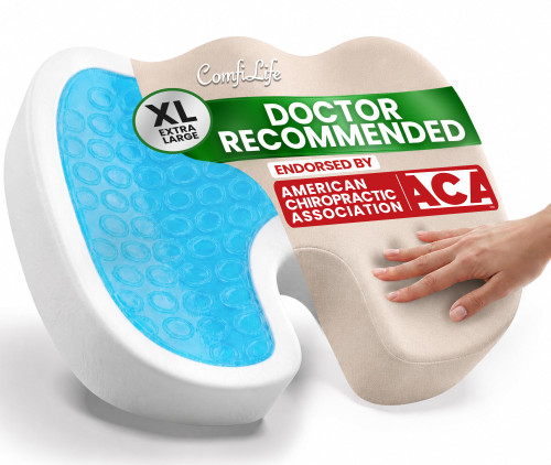 ComfiLife Extra Large Gel & Memory Foam Seat Cushion - Doctor Recommended Office Chair Cushion, Car Seat Cushion - Back & Sciatica Pain Relief - Wide Seat Cushion for Big & Tall (Beige)
