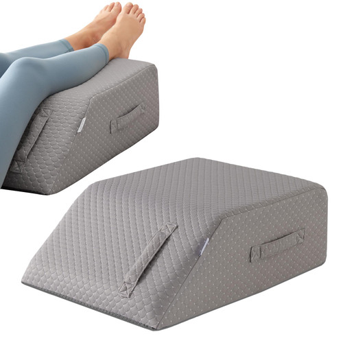 MEGCXIT Leg Pillow Elevation Blood Circulation, Leg Wedge for Elevation for Swelling, Leg Elevating Pillow for After Surgery, Memory Foam Foot Knee Pillow for Back Sleeping 24×19×8 Inch Grey