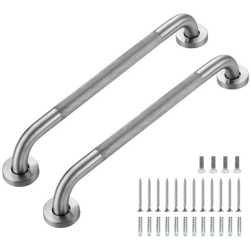Grab Bars for Shower, 2 Pack 18-Inch Anti Slip Shower Handles for Elderly, Safety Shower Grab Bar, Stainless Steel Handicap Grab Bars for Bathroom,Toilet (Brushed Nickel, 1" Diameter)