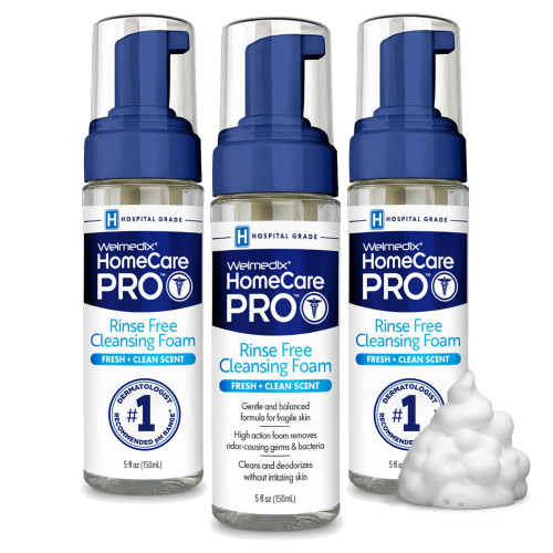 Welmedix No Rinse Cleansing Foam - Rinse Free & Waterless Body Wash, 3-in-1 Shampoo & Foaming Cleanser, Hospital Grade & pH Balanced - Pack of 3