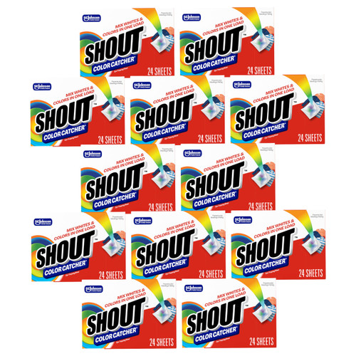 Shout Color Catcher Sheets for Laundry, Allow Mixed Washes, Prevent Color Runs and Maintain Original Clothing, 24 Count (Pack of 12)