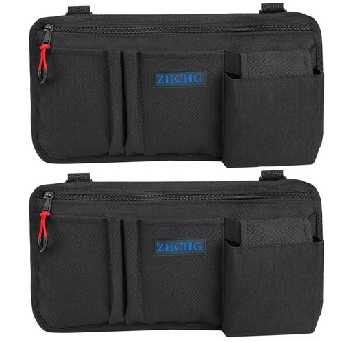 ZHCHG 2 Pack Wheelchair Side Bag with Cup Holder, Wheelchair Armrest Pouch Accessories for Walker, Rollator, Electric Scooter Wheelchairs, Ideal Gift for Mother's Day & Father's Day