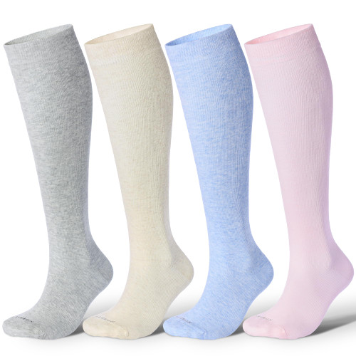LEVSOX Cotton Compression Socks for Women Men 20-30 mmHg Knee High Cute Support Sock for Pregnancy Flying Nurses