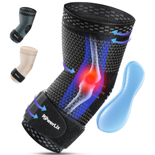 POWERLIX 2Pack Elbow Brace Compression Support - Elbow Sleeve for Tendonitis, Tennis Elbow and Golfer's Elbow Treatment, Arthritis, Fitness, Weightlifting and More - Elbow Pain Relief 2025