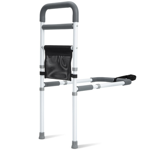 YrHeiper Bed Rails for Elderly Adults Safety - Adjustable Bed Assist Rail for Seniors Fall Prevention with Support Leg, Bedside Grab Bar Cane with Storage Pocket, Fits King, Queen, Full, Twin Bed