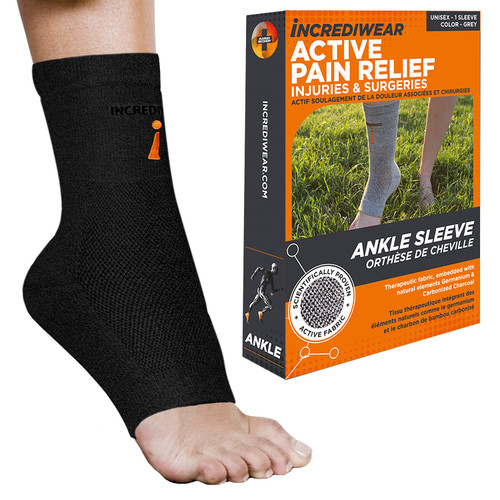 Incrediwear Ankle Sleeve – Infrared Ankle Brace for Women and Men to Support Pain Relief, Swelling, Plantar Fasciitis, Sprains, Achilles, Arthritis (Black, Large)
