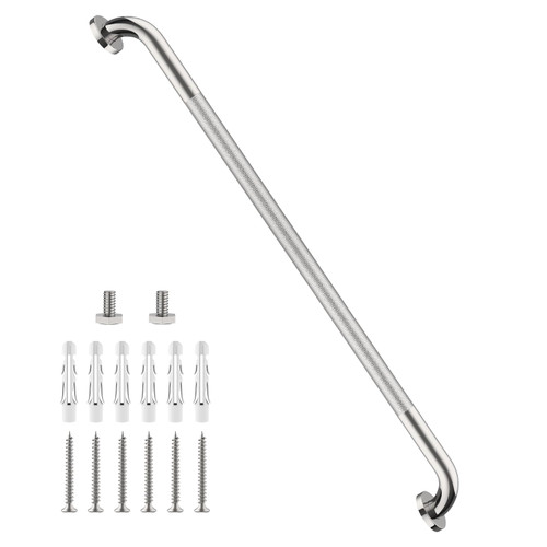 40 Inch Anti Slip Shower Grab Bar, Munzong Bathroom Grab Bar for Showers, Brushed Nickel Knurled Handicap Balance Bar,Safety Hand Rail Support Elderly Senior Assist Bath Handle