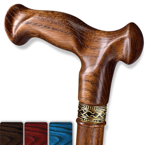 Asterom Walking Cane - Handmade, Ergonomic, Wooden Canes for Men & Women - Unique Wood Walking Sticks for Seniors (Caramel, 36 Inches)