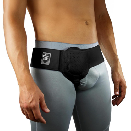 Everyday Medical Inguinal Hernia Belt for Men & Women - Post Surgery Groin Hernia Truss for Left/Right Side, Adjustable Inguinal Hernia Support Belt w/Compression Pad - Black, S/M
