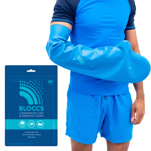 BLOCCS 100% Waterproof Cast Covers for Shower Arm- Swim Cover, Cast Bag for Bath. Durable Cast Sleeve for Swimming - #ALA72 - Adult Long Arm