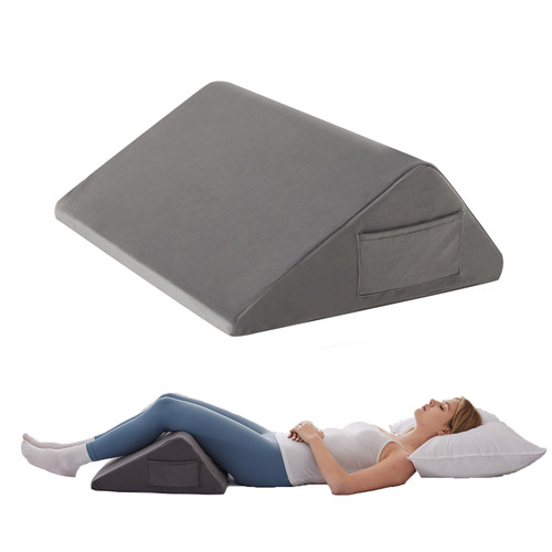 Knee Wedge Pillow, Memory Foam Leg Pillow Bed Wedge for Sleeping, Post Surgery Triangle Pillow for Knee Support, Leg Elevation, Knees Hip Back Pain Relief (23.6" x 23" x 7.9", Large Size, Short Plush)
