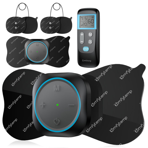 Comfytemp Wireless TENS Unit Muscle Stimulator for Pain Relief, Portable Rechargeable TENS Machine with Remote, EMS Muscle Stimulator with 30 Modes & 2 Sets, Pulse Massager for Back Sciatica Shoulder