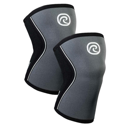 Rehband 5mm Knee Sleeves for Functional Training, Cross-Training & Powerlifting, Weightlifting Knee Support made of Neoprene, Unisex, Colour:Steel Grey - 1 Pair, Size:Large