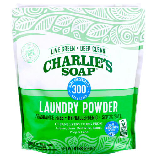 Charlie’s Soap Hypoallergenic Laundry Detergent Powder Baby Gentle 8lb Bag Fragrance Free Plant Based Deep Cleaning – Biodegradable Eco Friendly Sustainable