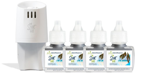 Scent Fill Island Essence Plug in Air Freshener Starter Kit, 4 Refills + Diffuser
