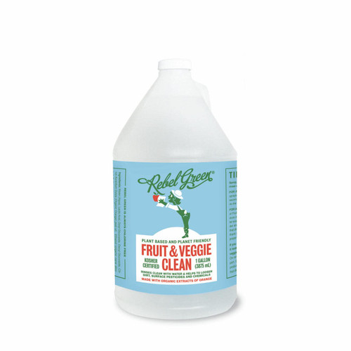 Rebel Green Fruit & Veggie Clean - Plant-Based Produce Cleaner - Natural Fruit and Vegetable Wash with No Aftertaste - Dirt & Grime Removal - Made with Organic Extracts of Citrus - Gallon