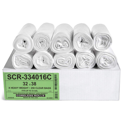 Aluf Plastics Trash Bags - (Commercial 250 Pack) - Source Reduction Series Value High Density 16 Micron Gauge (equiv) - Intended for Home, Office, Bathroom, Paper, Styrofoam