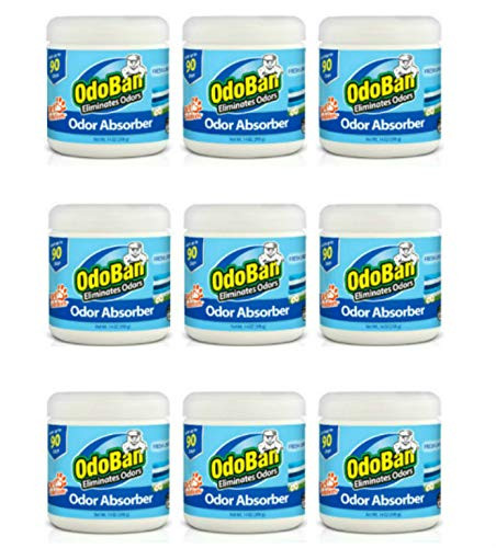 OdoBan Solid Odor Absorber Eliminator for Home and Small Spaces, Fresh Linen Scent, 14 Ounces Each, 9-Pack