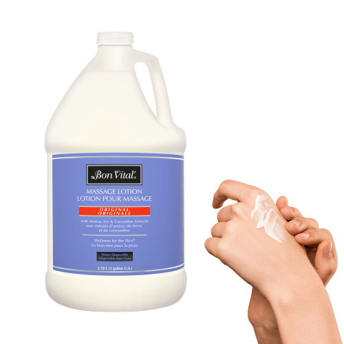 Bon Vital Original Massage Lotion, 1 Gallon Pail – Lightweight, Non-Greasy Formula for Massage Therapy, Moisturizes & Nourishes Dry Skin, Ideal for Clinics, Spas & High-Volume Use