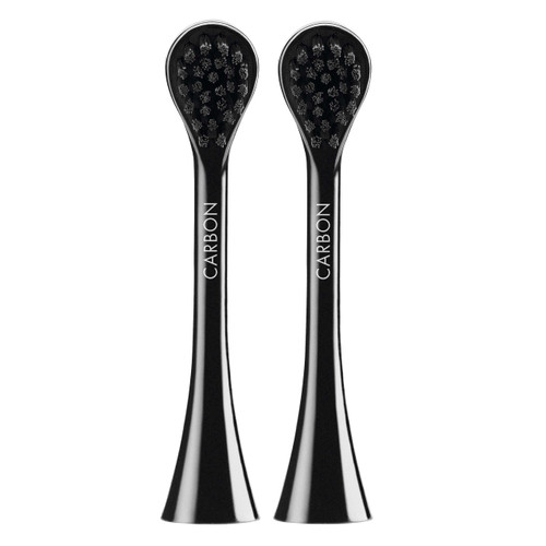 Curaprox Hydrosonic Brush Heads Black is White Carbon Duo – for Effective Plaque Removal & Whitening | Sonic Toothbrush Replacement Heads, 2-Pack | Swiss Made