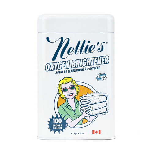 Nellie's Oxygen Brightener - 100 Scoops - Planet Friendly Stain Remover - Safe Alternative to Bleach - Septic-Safe Formula - Compact Powder Form - Made in Canada