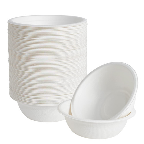 ECOLipak 16 oz Paper Bowls, [150-Pack] Compostable Paper Bowls Bulk, Heavy-duty Disposable Bowls for Hot And Cold Food